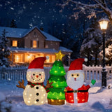 Set of 3 Lighted Santa and Snowman and Xmas Tree Christmasations, Pre-lit Pull Up Holiday 56329969