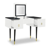 ZUN 43.3" Modern Vanity Table Set with Flip-top Mirror and LED Light, Dressing Table with Customizable 01630421