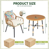 5 Pieces Patio Dining Table Chair, Outdoor Table and Chairs with Umbrella Hole, Patio Furniture 61045178