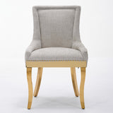 Chenille Dining Chairs, Modern Style with Curved Gold - Plated Legs & Rivet Trim, Upholstered W1143P332684