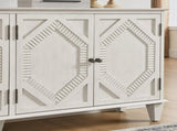 65.2" Mid Century Modern Sideboard Buffet Cabinet with Storage, Symmetrical Geometric Accent Coffee W1801P346230