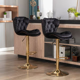 Set of 2 Bar Stools,with Chrome Footrest and Base Swivel Height Adjustable Mechanical Lifting Velvet W124946147
