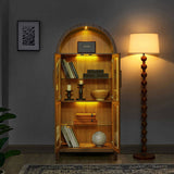 A high arched storage cabinet with a lamp, a modern retro-style wooden storage cabinet with 22213549