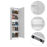 ZUN Ruan XL Shoe Rack, Mirror, Five Interior Shelves, Single Door Cabinet B128P148801