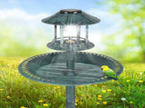 51*51*106cm Plastic Round Birdbath with Solar Ligh Dark Green 42033650