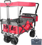Collapsible Wagon cart with Removable Canopy, Large All Terrain Wheels, Brake, Adjustable 29013517