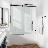 60*72" Fixed & Sliding Shower Door, Square Tube Hardware, Clear Glass Shower Door, 3/8 SGCC 07983984