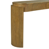 TREXM Entryway Table with Natural Wood Grain Finish, Console Table with Fluted Design, Oval Top and N715P288632D