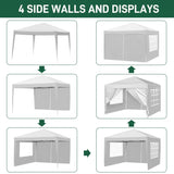 ZUN 3 x 3m Two Doors & Two Windows Practical Waterproof Right-Angle Folding Tent White 31516518