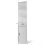 3-Tier Corner Salon Cabinet with 1 Door & 1 Drawer, 15mm E0 Grade Particleboard Matt White, 75.2" H 73777296