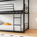 Triple Twin Bunk Beds, Twin Over Twin Over Twin Metal Bunk Bed Platform Frame, Two Attached Ladders, W840P209935