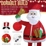 6FT Lighted Santa Claus Holding Bell Christmas Yard Decorations, Pre-lit Pull Up Santa with 200 Warm 76027268