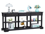 Console Sofa Table with Ample Storage, Retro Kitchen Buffet Cabinet Sideboard with Open Shelves and 25351153