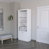 ZUN White Bar Cabinet with Wine Storage and Three Shelves B062P193658