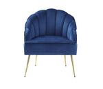 ZUN Naomi Blue Velvet Wingback Accent Chair with Metal Legs B061P184126