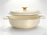 Cast iron 5QT cooking pot - ceramic white - comes with two silicone gloves - Enamel pot 06079080