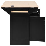 K&K 55.7'' Large Kitchen Island with 2 Drop Leaf,, Rolling Kitchen Cart on 5 Wheels with Power N707P186617B