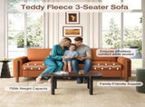 83.86" 3-Seater Sofa, Curved Armrest with Integrated Solid Wood Legs, Teddy Velvet Fabric, High N765P331021Y