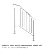 Handrails for Outdoor Steps, Iron Handrail Fits 3 Step, Transitional Handrail with Installation Kit, 69025255