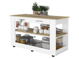 Rockaway 2-Drawer 2-Shelf Kitchen Island White and Light Oak B06280059