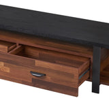 Walnut and Black 2-Drawer TV Stand with 1 Shelf B062P215423
