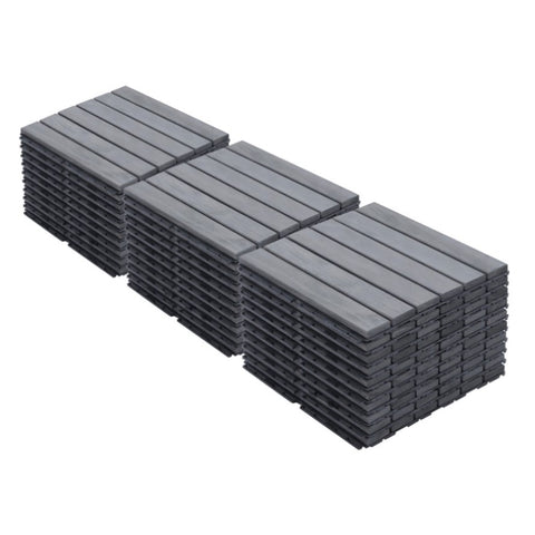 ZUN 30 PCS Interlocking Deck Tiles Striped Pattern, 12" x 12" Square Light Gray Acacia Hardwood Outdoor W68578771