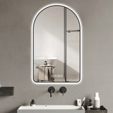 28"x48"Arched LED Mirror for Bathroom,Time and temperature display, Backlight, Anti-Fog, Dimmable, W2709P242512