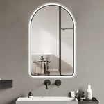 ZUN 28"x48"Arched LED Mirror for Bathroom,Time and temperature display, Backlight, Anti-Fog, Dimmable, W2709P242512