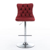 Swivel Velvet Barstools Adjusatble Seat Height from 25-33 Inch, Chrome base Bar Stools with Backs W1143124782
