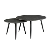 Modern Style Nesting Cocktail Tables and Side Table 3-Piece Occasional Table Set Black Metal Legs B011P232142