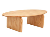 Oval Coffee Table, Modern Wooden Coffee Table for Living Room, Sturdy Center Table with Curved Legs W3101P574156