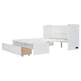 Full Size Murphy Bed with USB Port and a Large Drawer, White N708P205903K
