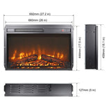 ZUN 26 inch electric fireplace insert, ultra thin heater log set & realistic flame, remote control 51625515