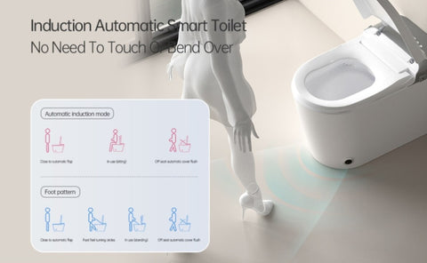 ZUN Smart Bidet Toilet with Remote Control.Raised Tankless Toilet with LED Display. Auto W3133P256591