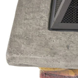 28" Concrete Wood Burning Outdoor Fire Pit Table with Lid - Stone Gray 53657.00
