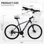 ZUN CamPingSurvivals 29in 21 Speed Load Bearing 150kg High Carbon Steel Mountain Bike Black 89131458