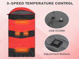 Rectangular Heated Sleeping Bag, Lightweight Sleeping Bag with Multi USB Powered Heating Pads, 62964089