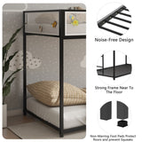 Adam Twin Twin Bunk Bed Metal Black with White Mesh Guard Rail for Kids and Adult, Low Profile and B083P170084