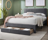 Contemporary 1pc Queen Size Bed w Storage Drawer Charcoal Corduroy Texture Design Platform Bedframe B011P238966