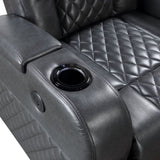 ZUN ACME Alair Power Motion Recliner w/Bluetooth Speaker & Cooling Cup Holder, Dark Gray Leather Aire LV02460