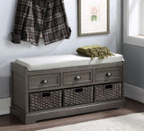 ZUN Collection Wood Storage Bench with 3 Drawers and 3 Baskets 59768756