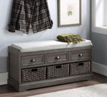 ZUN U_STYLE Homes Collection Wood Storage Bench with 3 Drawers and 3 Baskets WF323641AAE