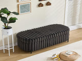 49.2" Wide Faux Fur Flip Top Storage Bench with Black Metal Legs, Bed End Stool Foot Rest for Living W3098P272531