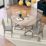 5-Piece Wood Dining Table Round Extendable Dining Table with 4 Dining Chairs, Dining Room Table 52113477