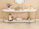 Console Table 2 Tier Entryway Table with Storage Shelves Faux Marble 82101132