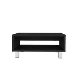 ZUN Coffee Table 10.6" H, 1 shelf, 4 legs, Black B097P250873