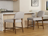 26'' Height Light Gray Fabric & Walnut Rubberwood Bar Stool, Adjustable Floor Leveler, Spacious N780P394271G