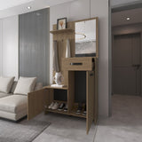 FM FURNITURE Elko Hall Tree Multistorage with a Mirror. Natural Oak B128P283287