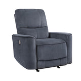 Modern Living Room 1pc Power Rocker Reclining Chair Dark Gray Velvet Upholstery Solid Wood Frame B011P204079