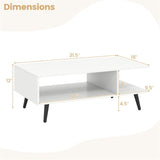 Rectangle Coffee Table with 2 Open Compartments-White 93354194